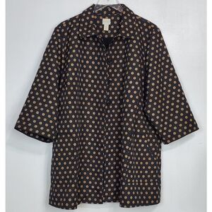 Chicos SZ 4 / XXL blazer jacket polka dots 3/4 sleeves 4 buttons casual academia